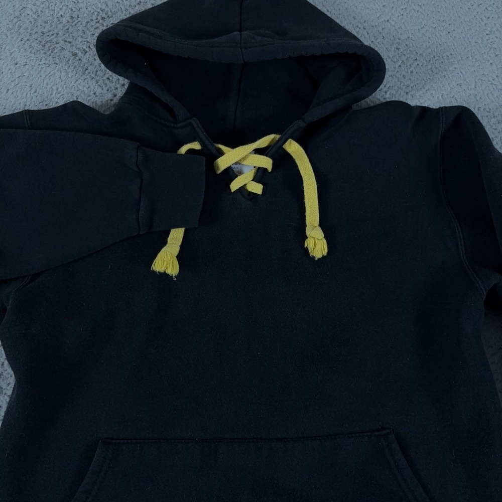 VINTAGE Eagle USA Hoodie Mens Small Black Heavyweight Pullover Sweatshirt Y2K